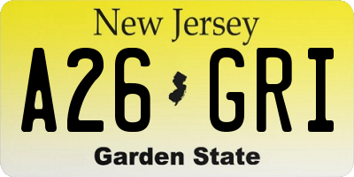 NJ license plate A26GRI