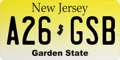 NJ license plate A26GSB