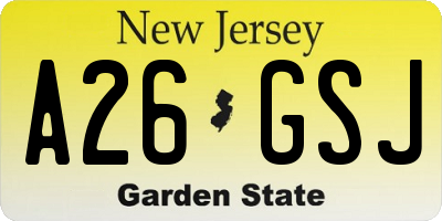 NJ license plate A26GSJ