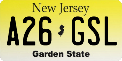 NJ license plate A26GSL