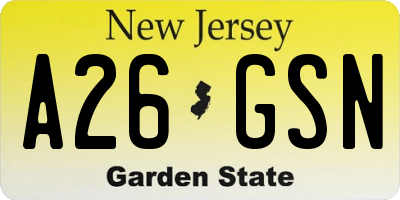 NJ license plate A26GSN