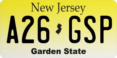 NJ license plate A26GSP