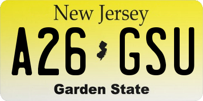 NJ license plate A26GSU