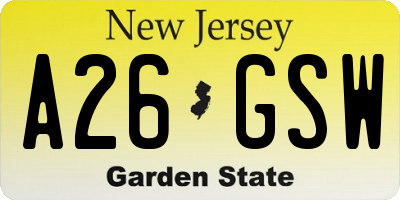 NJ license plate A26GSW