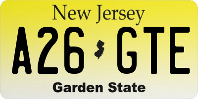 NJ license plate A26GTE