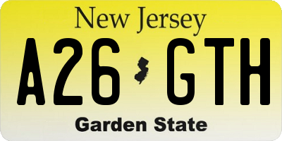 NJ license plate A26GTH