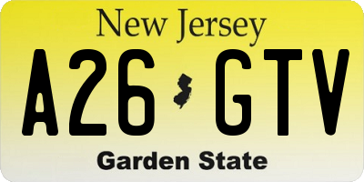NJ license plate A26GTV