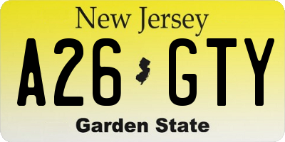 NJ license plate A26GTY