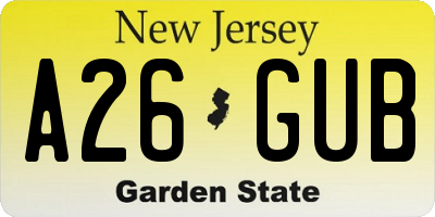 NJ license plate A26GUB