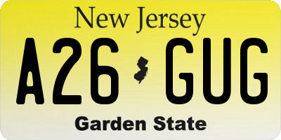 NJ license plate A26GUG
