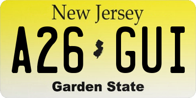 NJ license plate A26GUI