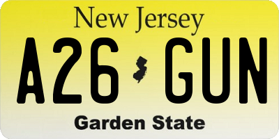 NJ license plate A26GUN