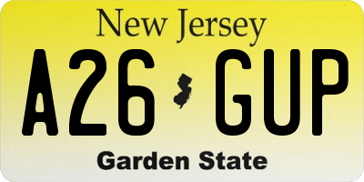 NJ license plate A26GUP