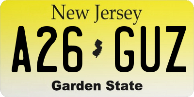 NJ license plate A26GUZ