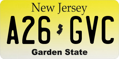 NJ license plate A26GVC