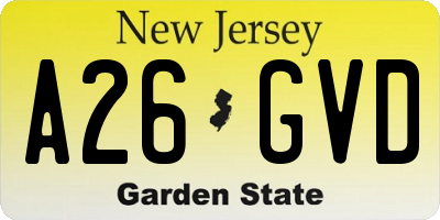 NJ license plate A26GVD
