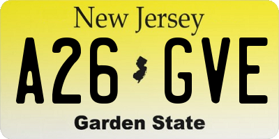 NJ license plate A26GVE