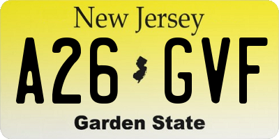NJ license plate A26GVF