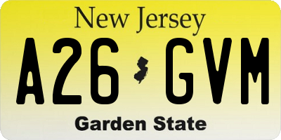 NJ license plate A26GVM