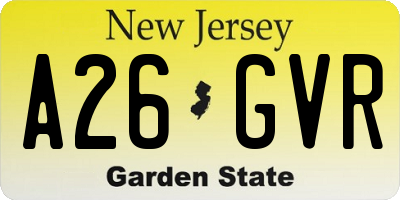 NJ license plate A26GVR