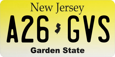 NJ license plate A26GVS