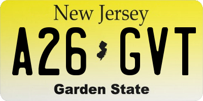 NJ license plate A26GVT