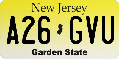 NJ license plate A26GVU