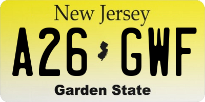 NJ license plate A26GWF