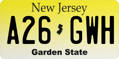 NJ license plate A26GWH