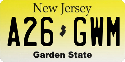 NJ license plate A26GWM