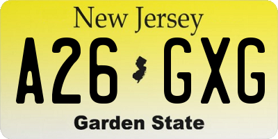 NJ license plate A26GXG