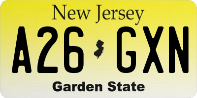 NJ license plate A26GXN
