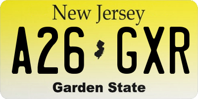 NJ license plate A26GXR
