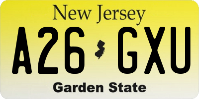 NJ license plate A26GXU