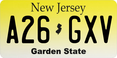 NJ license plate A26GXV