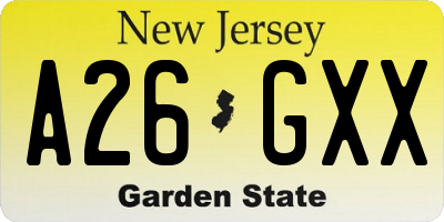 NJ license plate A26GXX