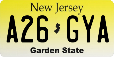 NJ license plate A26GYA