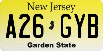 NJ license plate A26GYB