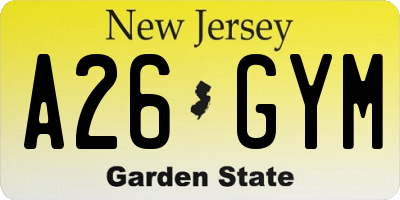 NJ license plate A26GYM