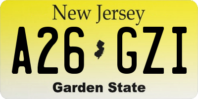 NJ license plate A26GZI
