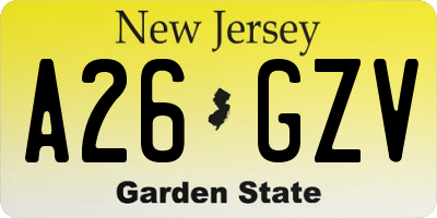 NJ license plate A26GZV