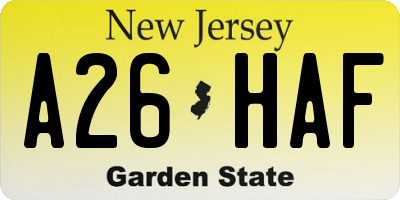 NJ license plate A26HAF