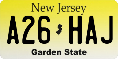 NJ license plate A26HAJ