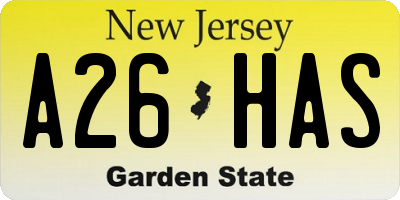 NJ license plate A26HAS
