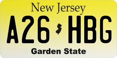 NJ license plate A26HBG