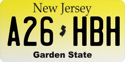 NJ license plate A26HBH