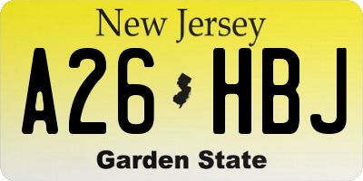 NJ license plate A26HBJ