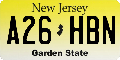 NJ license plate A26HBN
