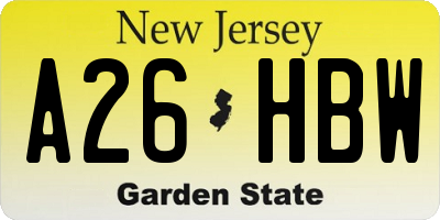NJ license plate A26HBW
