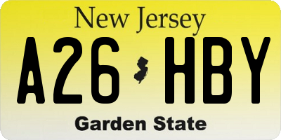 NJ license plate A26HBY